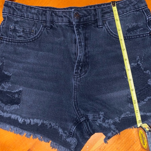 black denim y2k 501 style shorts original super highrise cut offs 90’s bottoms - Picture 12 of 13